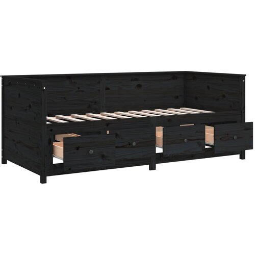  Dnevni ležaj crni 90 x 200 cm od masivne borovine Slike