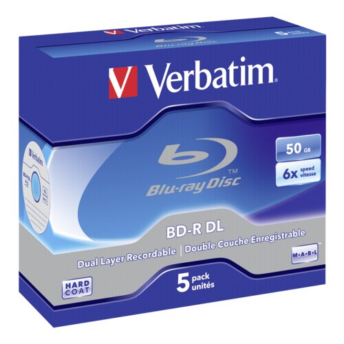 Verbatim 1x5 BD-R Blu-Ray 50GB 6x Speed, white blue Jewel Case Cijene