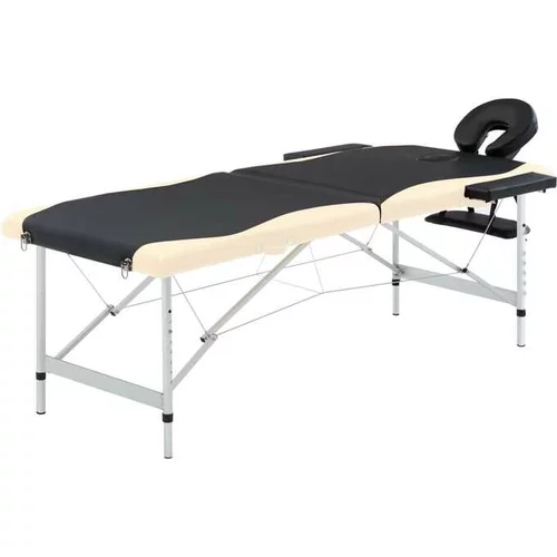  2-conska zložljiva masažna miza aluminij črne in bež barve