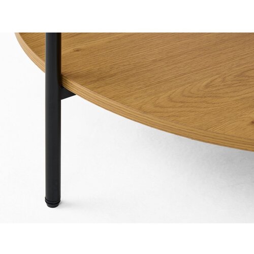 Unique Furniture Okrogla klubska mizica s stekleno mizno plo&amp;scaron;čo v naravni barvi &amp;oslash; 84 cm Hassel &amp;ndash; Slike