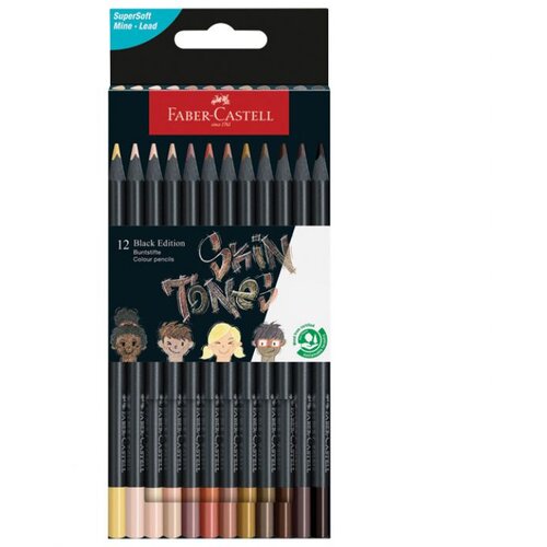  BOJE DRVENE 12BOJA TROKUTASTE BLACK EDITION SKIN TONES FABER CASTELL 116414 BLISTER * DO ISTEKA ZALIHA Cene