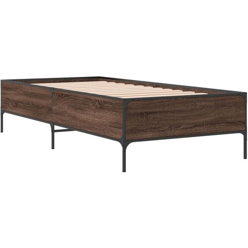 VidaXL Okvir za krevet smeđi hrast 90x190 cm konstruirano drvo i metal Slike