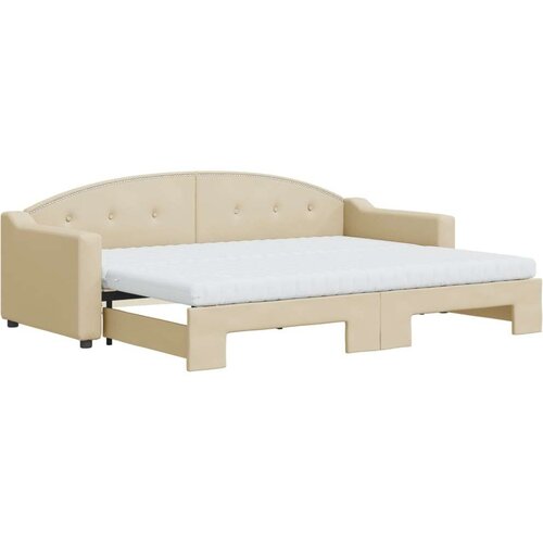 VidaXL dnevni krevet na razvlačenje krem 80 x 200 cm od tkanine Slike