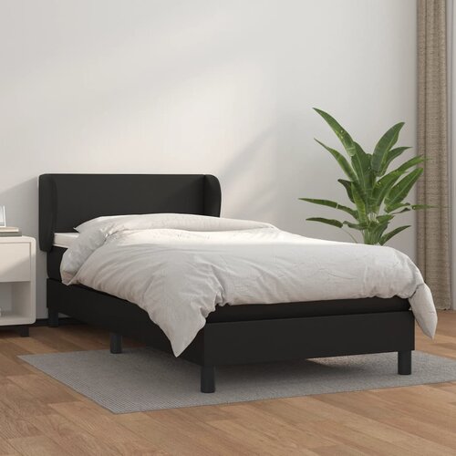 VidaXL Krevet s oprugama i madracem crni 90 x 200 cm od umjetne kože Slike