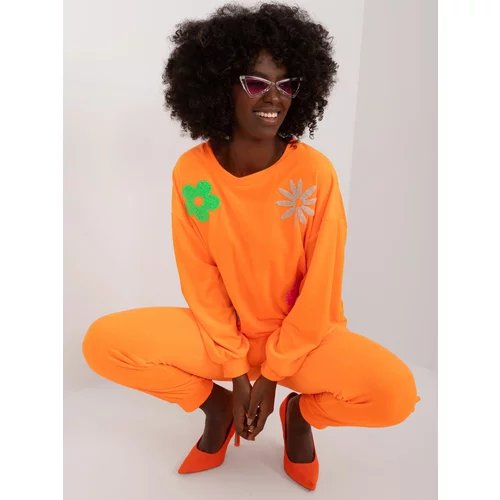 Fashion Hunters Fluooorange velour set with trousers