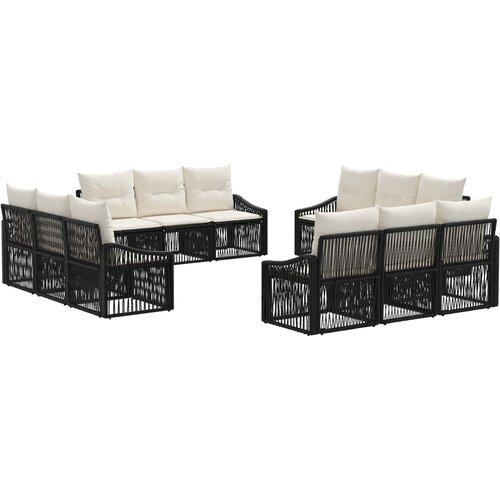 vidaXL Vrtna sedežna garnitura 12 pcs Črna poli ratan, (5000269940) Cene
