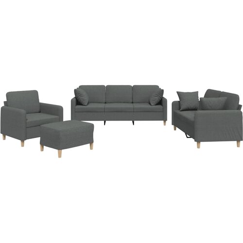  4-dijelni set sofa s jastucima tamnosivi od tkanine Slike