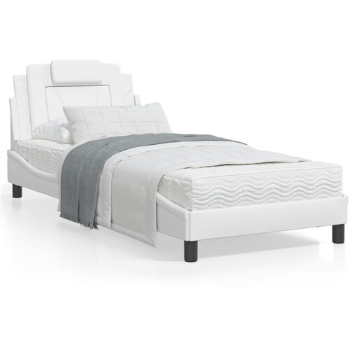 VidaXL Okvir kreveta s LED svjetlima bijeli 90 x 190 cm umjetna koža Slike