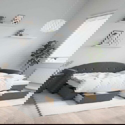  Izvlečna dnevna postelja s predali temno siva 100x200 cm žamet, (20938519) Cene