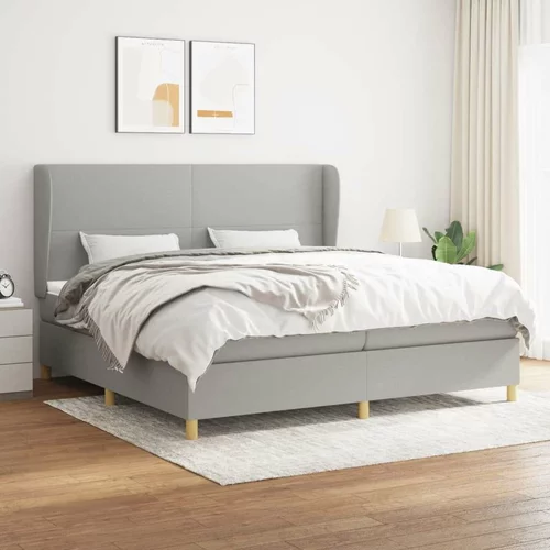  Box spring postelja z vzmetnico svetlo siva 200x200 cm blago, (20761199)