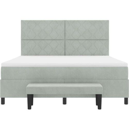 Box Spring Krevet s Madracem i Klupicom Svjetlosiva 180x200 cm Bar&amp;scaron;un Slike