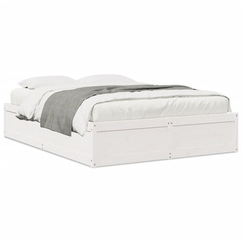 vidaXL Posteljni okvir bel 140x190 cm trdna borovina Cene