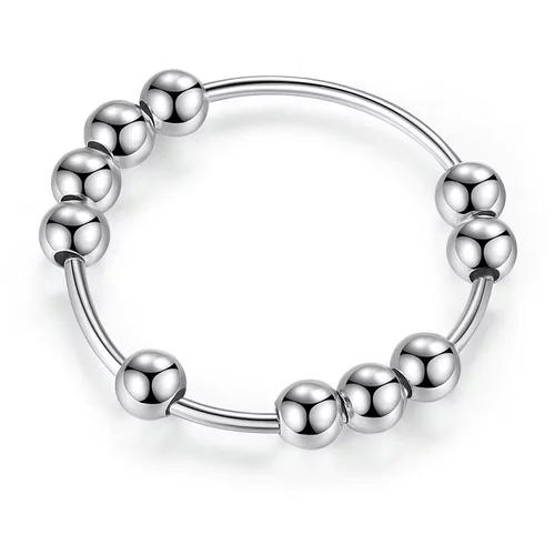 INF Antistresni prstan z 10 vrtljivimi perlicami bakreno srebrne 20,5 mm 20,5 mm, (21238066)