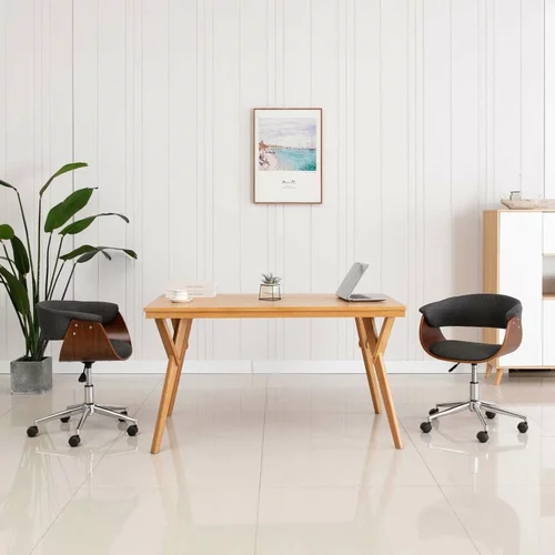  Vrtljiv pisarniški stol siv ukrivljen les in blago, (20624500)