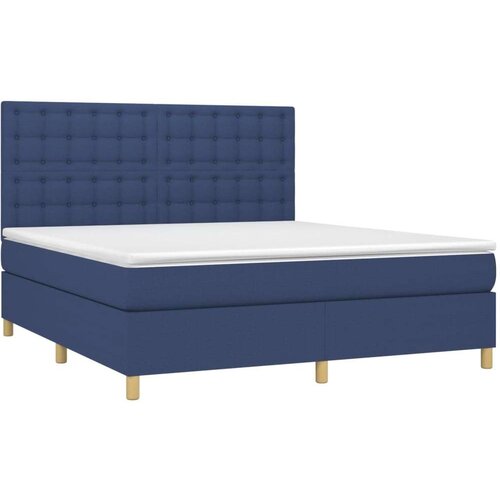  Krevet box spring s madracem LED plavi 160x200 cm od tkanine Slike