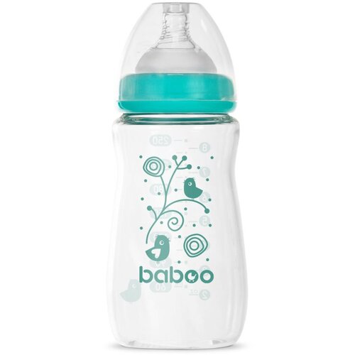 Baboo Anti-colic Glass Feeding Bottle Wide Neck staklena bočica za bebe 3m+ 250 ml Slike
