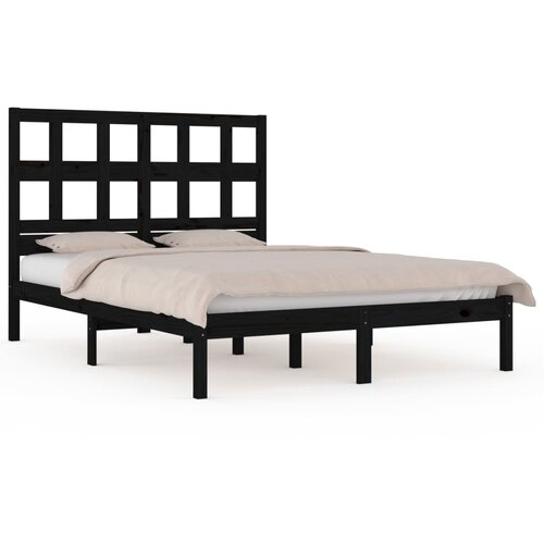 VidaXL Posteljni okvir črn iz trdne borovine 140x190 cm, (20648254) Slike
