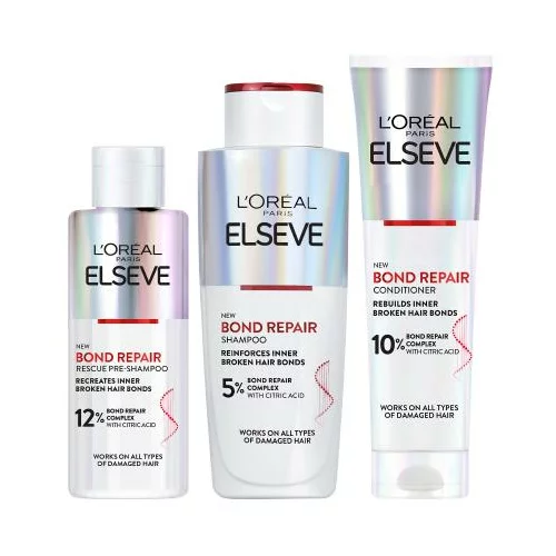 L'Oréal Paris Elseve Bond Repair Pre-Shampoo Set šampon 200 ml + šampon 200 ml + balzam za lase 150 ml za ženske