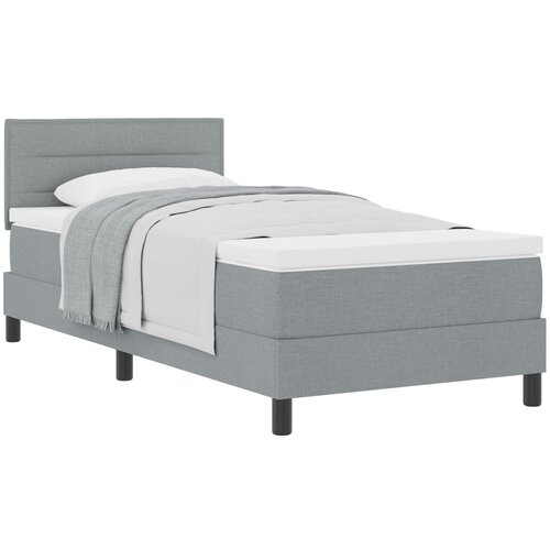 VidaXL Krevet s podnicom s madracem svjetlosiva 90x200 cm tkanina Slike