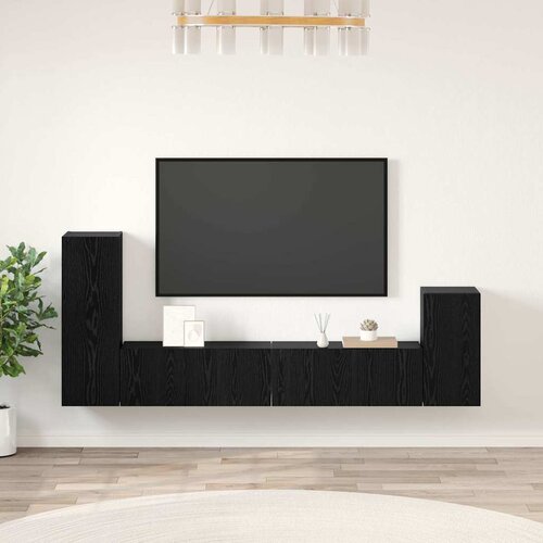 TV Kabinet za Zid Zidne 3 pcs Crni hrast Konstruirano drvo Cijene