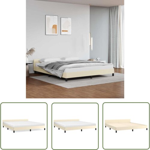 The Living Store Posteljni okvir z vzglavjem brez vzmetnice krem 160x200 cm - Posteljni Okvir Z Vzglavjem, (21737301) Cene
