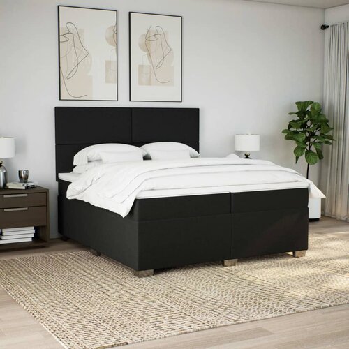  Krevet s oprugama i madracem crni 200x200 cm od tkanine Slike