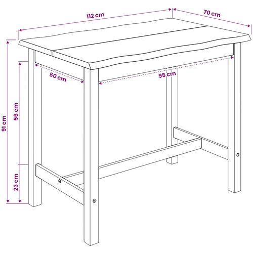  Visoki Bar Sto EKAI Crna 112 x 70 x 91 cm Masivna borovina Slike