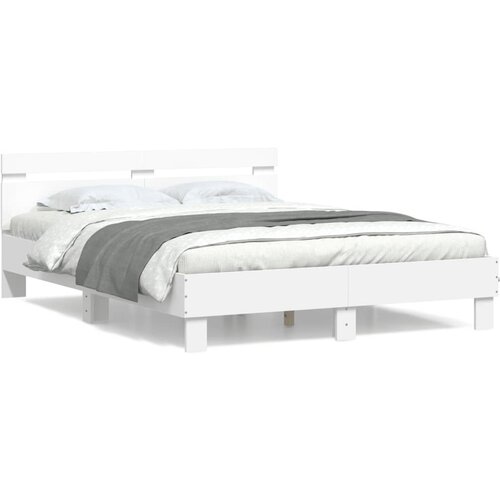 VidaXL Okvir kreveta s uzglavljem bijeli 140x190 cm konstruiranog drva Slike