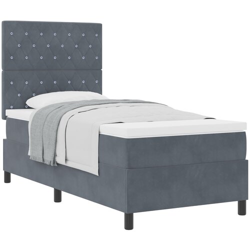 VidaXL Box Spring Krevet s Madracem Tamno Sivi 90x200 cm Bar&amp;scaron;un Slike