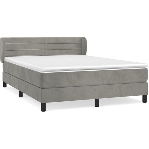 VidaXL Box spring postelja z vzmetnico svetlo siv 140x190 cm žamet, (20790142) Slike
