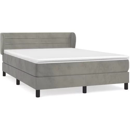 vidaXL Box spring postelja z vzmetnico svetlo siv 140x190 cm žamet, (20790142)