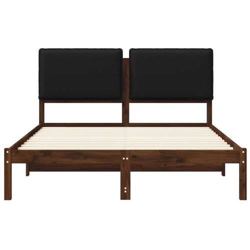 Krevetni okvir s tapiciranim uzglavljem Tamno smeđa i crna - tamno smeđa i crna 135 x 190 cm Slike