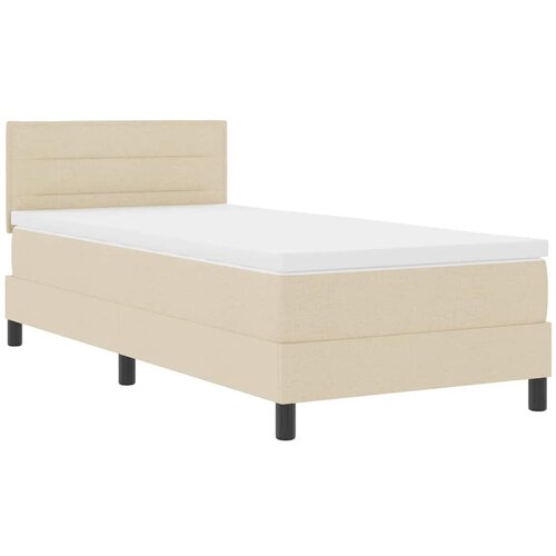  Krevet s opruga kutije s uzglavljem Krema 80 x 200 cm tkanina Slike