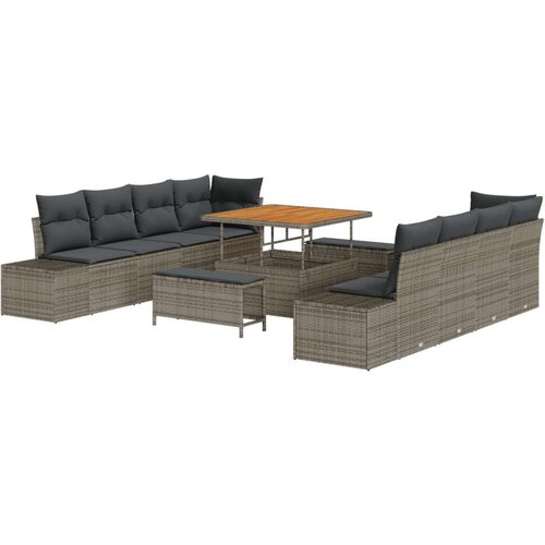  Set vrtnog namještaja od 11 dijelova s jastučićima sivo poli ratan  dvosed vrtna sofa s jastučićima sivo poli ratan  set vrtne b Cijene