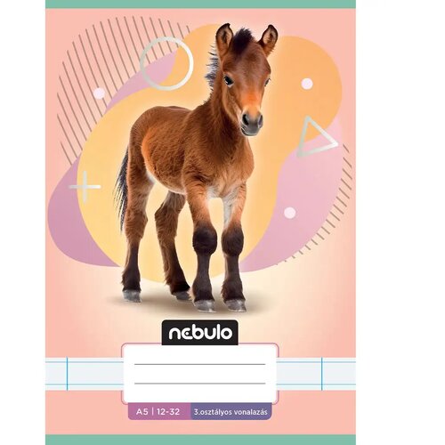 NEBULO speti zvezek za 3. razred, črtasti, A5, 12-32, z živalmi - konji Cene