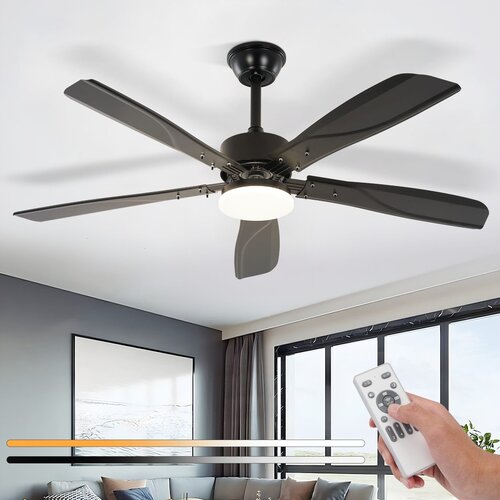 Nettlife stropni ventilator s LED lučjo, zatemnitvijo, 23W, črn, 125 cm, ventilatorji s časovnikom, 6 hitrosti, (22149653) Cene
