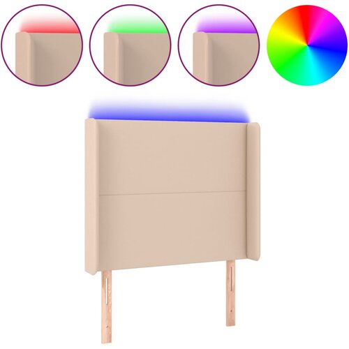 vidaXL LED posteljno vzglavje kapučino 83x16x118/128 cm umetno usnje, (20953762) Cene
