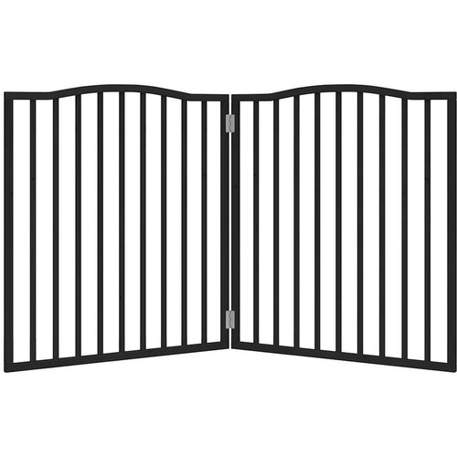 VidaXL Vrata za pse s 2 panela sklopiva crna 160 cm od drva topole Slike