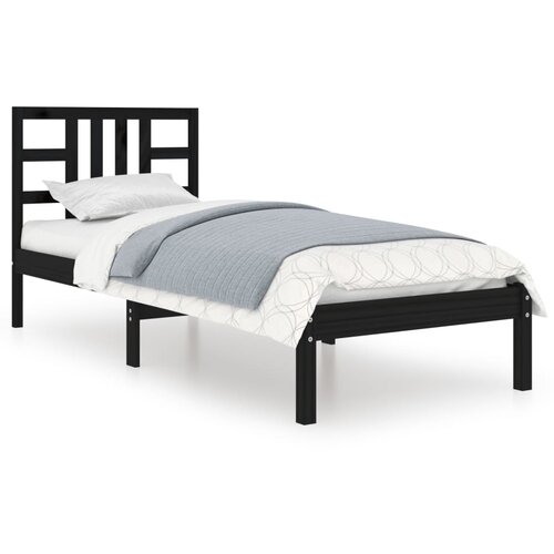 Maison Chic Posteljni okvir - Enojna postelja - Postelja za odrasle črn iz trdnega lesa 75x190 cm-J14150, (21764221) Slike
