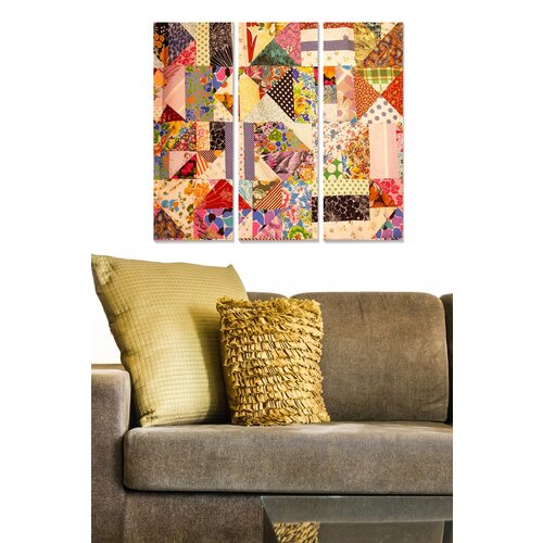 Wallity MDF15450531 multicolor decorative mdf painting (3 pieces) Cene