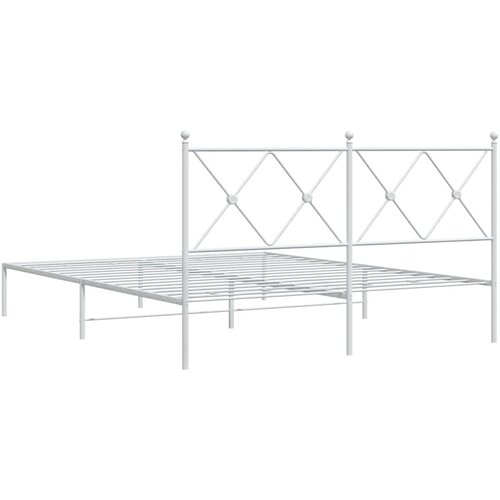  Metalni okvir za krevet s uzglavljem bijeli 150x200 cm Slike
