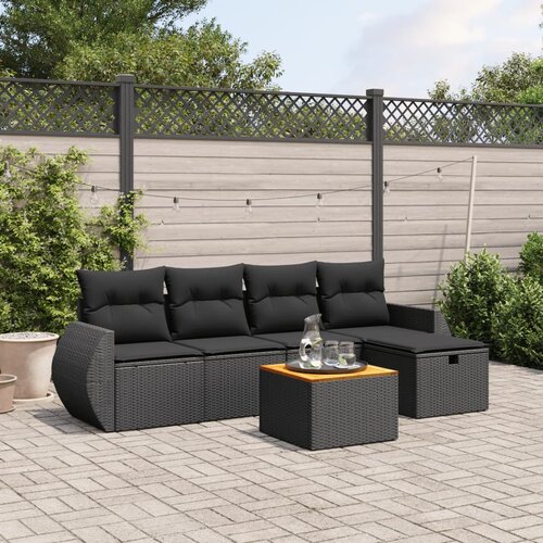 vidaXL 6-dijelni set vrtnih sofa s jastucima crni od poliratana Cijene