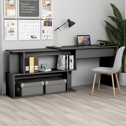  Kutni radni stol sivi 200 x 50 x 76 cm od konstruiranog drva Cijene