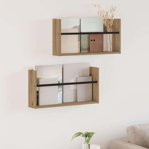  Polica za časopise Zidne 2 pcs Umjetnički hrast 60 x 12 x 30 cm Cijene