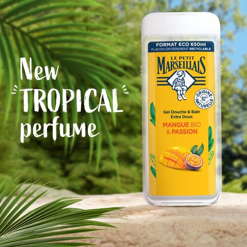 Le Petit Marseillais Mango BIO &amp;amp; Passion Fruit nježni gel za tu&amp;scaron;iranje 400 ml Slike