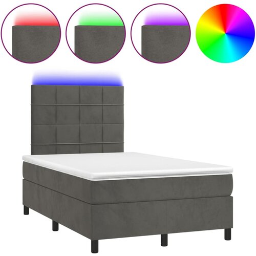 VidaXL Krevet box spring s madracem LED tamnosivi 120 x 190 cm bar&amp;scaron;un Slike