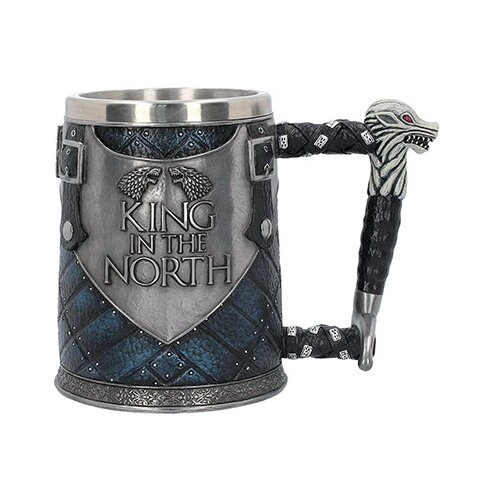 Here Be Dragons B4158M8 King in The North Tankard Skodelica Game of Thrones 14 cm modra, smola z vstavkom iz nerjavečega jekla, srebrna, (20850924) Cene