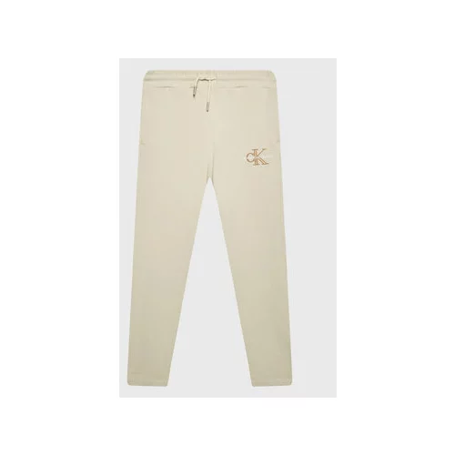 Calvin Klein Jeans Spodnji del trenirke Monogram Off Placed IG0IG01607 Écru Regular Fit