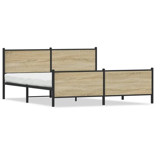Maison Chic Kovinski Posteljni okvir - Dvoposteljna postelja - Zakonska postelja brez vzmetnice sonoma hrast 180x200 cm, (21694578) Cene