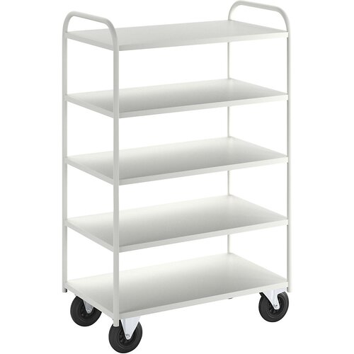 Kongamek nivojski voziček KM41, 5 polic, dxšxv 955 x 550 x 1470 mm, bele barve, 2 vrtljivi kolesi z zavoro, 2 fiksni kolesi Cene
